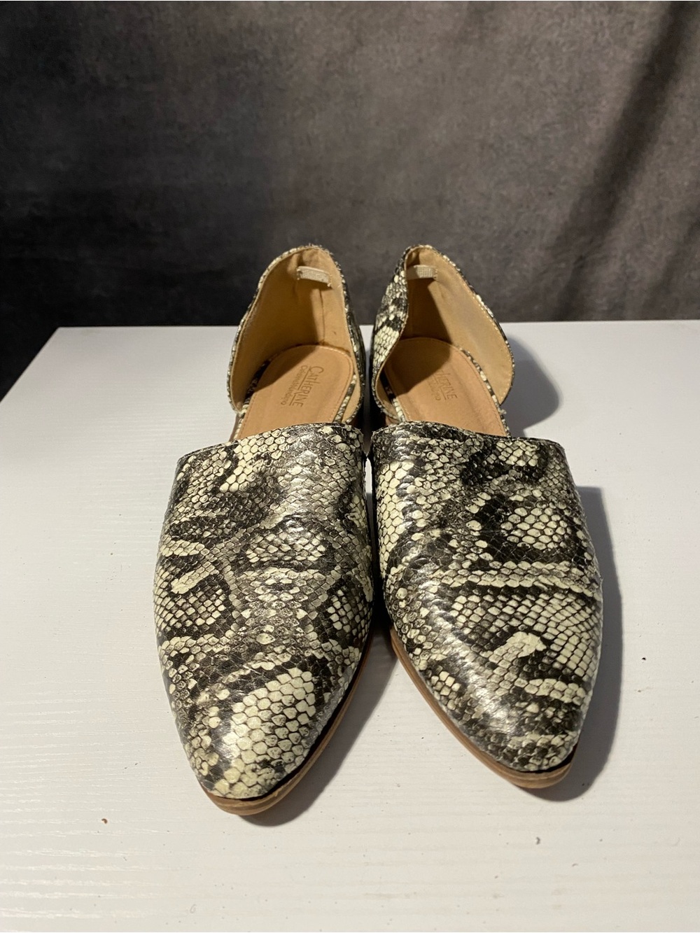 Catherine Malandrino Women's Size 9 Snake Print D'Orsay Flats Pointed Toe Shoes